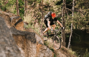 mountain biker riding downhill